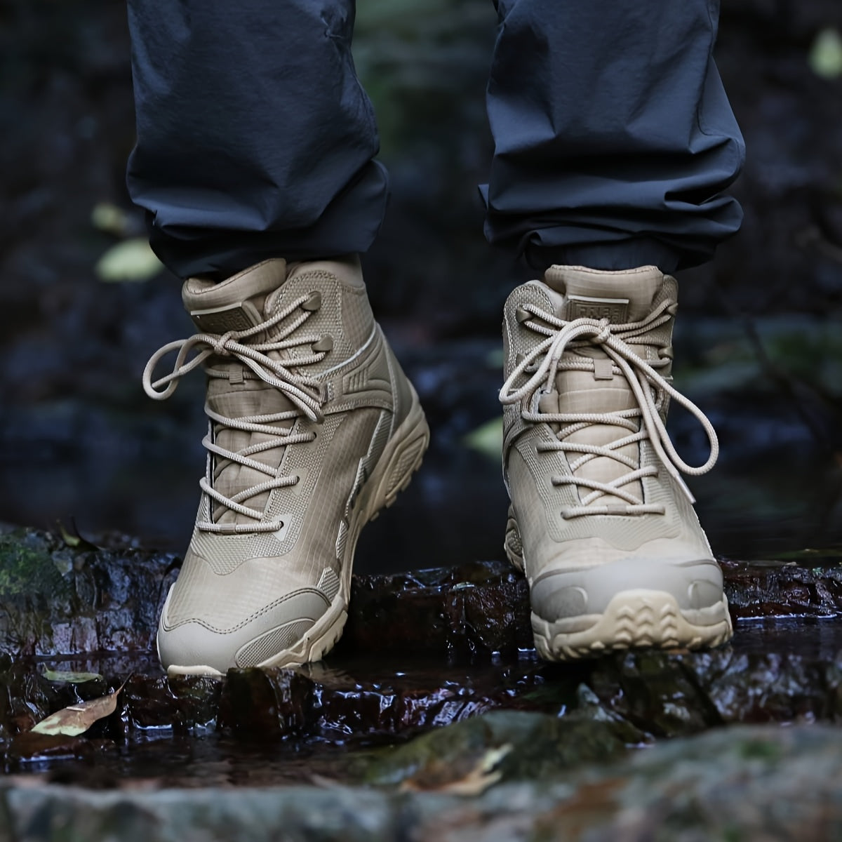 [Tactical Hiking Boots] Lightweight, Breathable Men's Tactical High-Top Hiking Boots | Non-Slip, Durable, Sleek Boot Design, Antislip Sole for Outdoor Adventures, Trekking, and Casual Wear