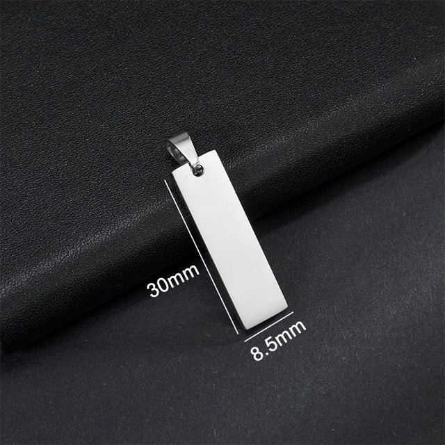 Stainless Steel Long Strip Military Laser Lettering Necklace