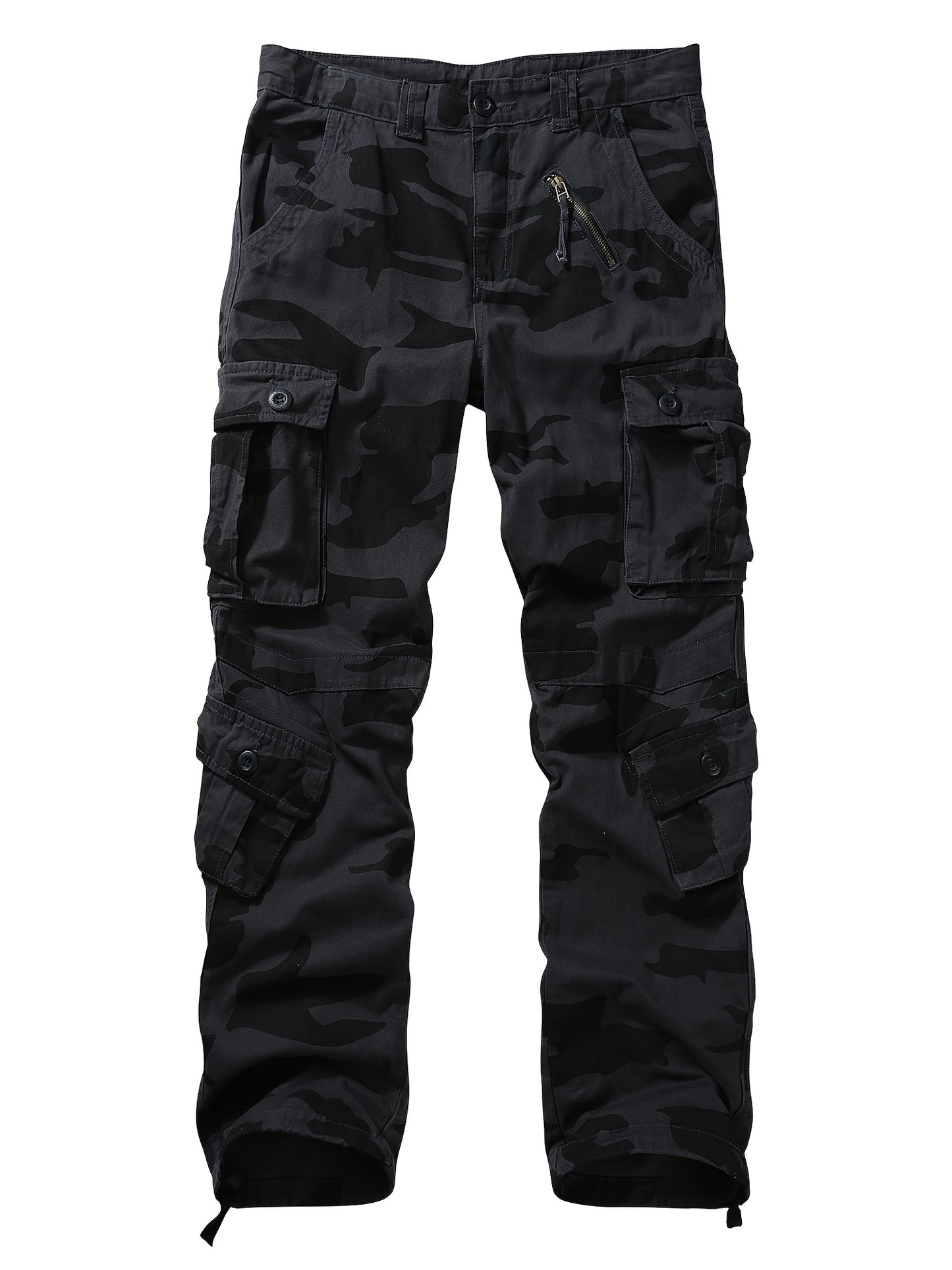 Men's Tactical Camo Cargo Pants - Overalls with Multi Flap Pockets, Loose Fit, and Durable Fabric for Outdoor Enthusiasts - Perfect for Hiking, Fishing, and Camping Adventures
