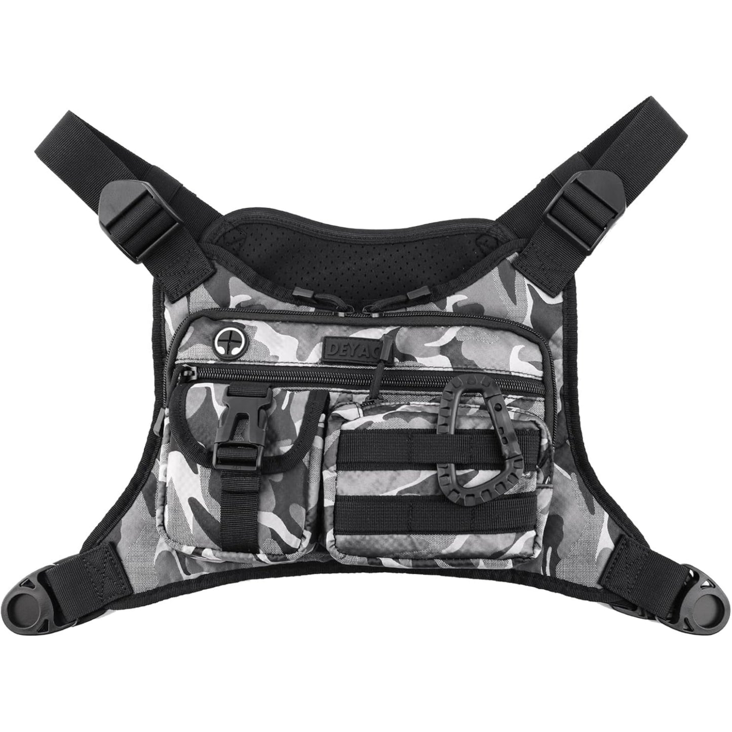 [Tactical Chest Bag] Durable, EDC Men's Tactical Chest Bag with Built-In Phone Holder | Adjustable Straps, Multiple Compartments, Black, Adventure Gear | Sleek Design | Secure Compartments