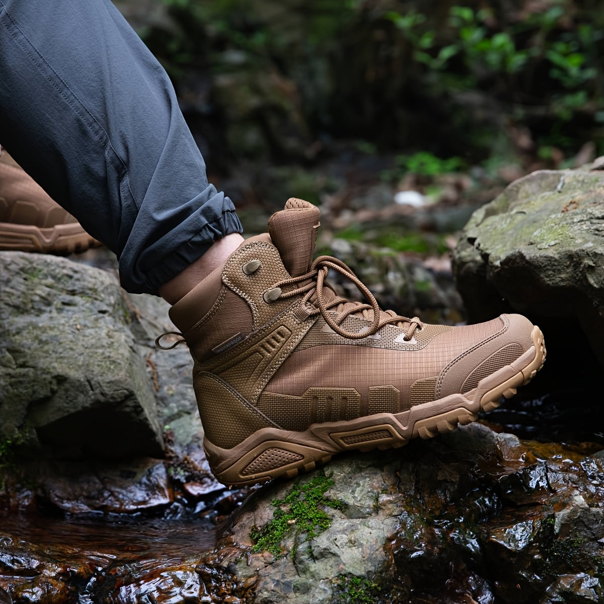 [Tactical Hiking Boots] Lightweight, Breathable Men's Tactical High-Top Hiking Boots | Non-Slip, Durable, Sleek Boot Design, Antislip Sole for Outdoor Adventures, Trekking, and Casual Wear