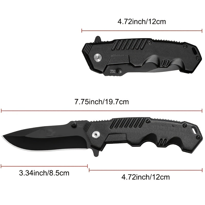 [Cool|EDC] 1/2pcs EDC Pocket Knife with Clip | Men's Pocket Knife And Sharpening Stone, Glass Breaking Knife for Emergency, Cool Pocket Knife with Serrated Edge for Outdoor Survival Tactical Camping Hunting, Gift for Dad, Bla