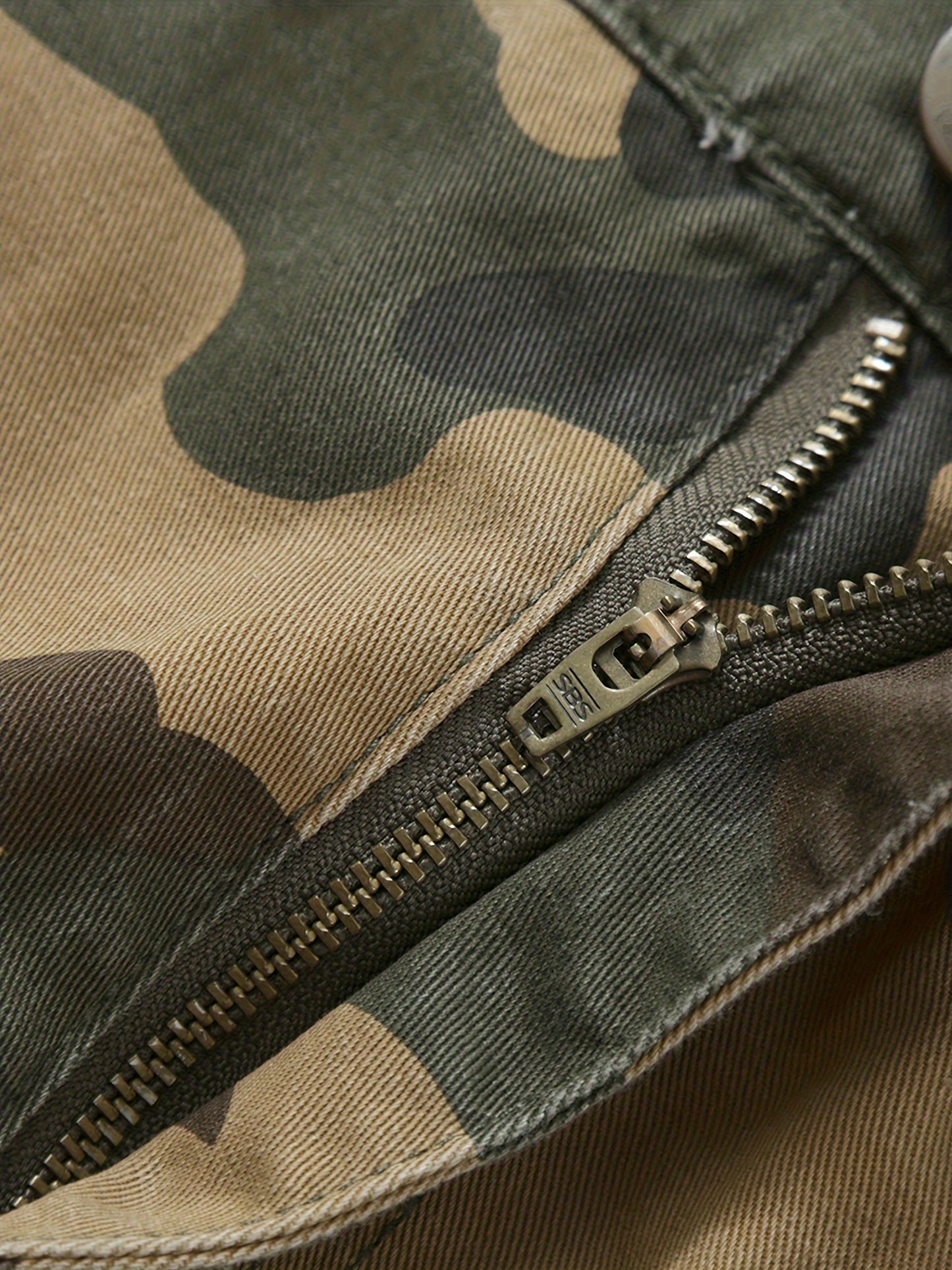 Camouflage Pattern Cotton Tactical Pants, Multi Pocket Cargo Pants