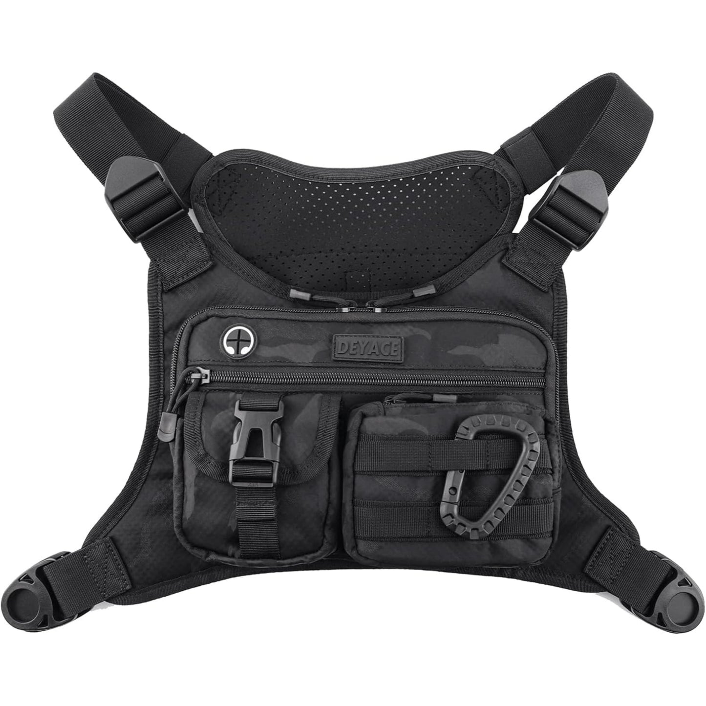 [Tactical Chest Bag] Durable, EDC Men's Tactical Chest Bag with Built-In Phone Holder | Adjustable Straps, Multiple Compartments, Black, Adventure Gear | Sleek Design | Secure Compartments