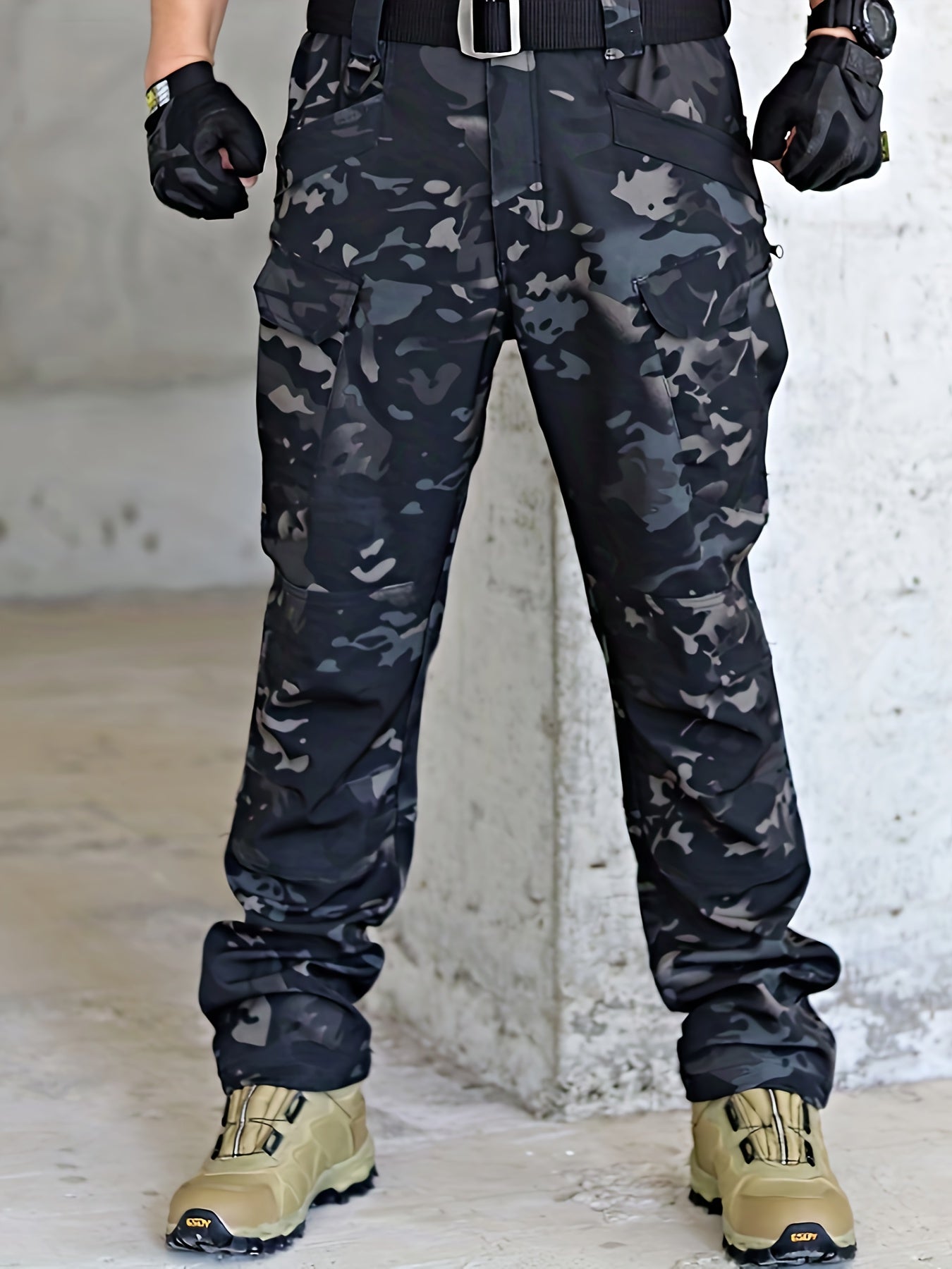 Men's Tactical Camouflage Set, Lightweight Polyester Softshell Jacket with Hood, Warm Fleece Lined Pants, Multi-Pocket Outdoor Gear for Hiking, Camping, Hunting, Running, Training, Casual Wear