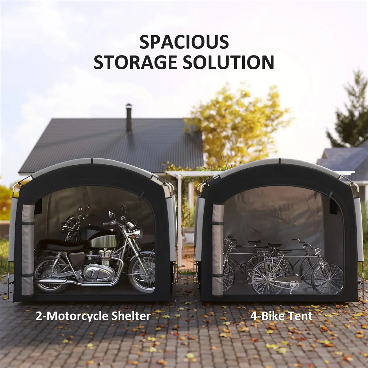 Black Bike Storage Shed Tent for 3-4 Bicycles Outdoor Furniture