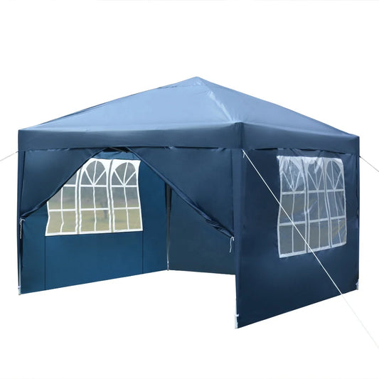 Practical Blue 10' X 10' Right-Angle Folding Tent with Two Doors & Two Windows Waterproof Canopy & Gazebo & Pergola