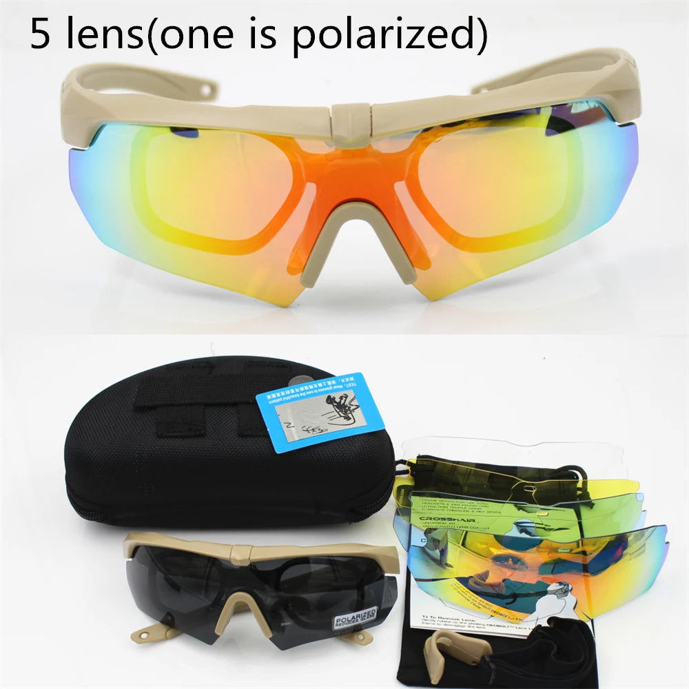 Polarized  TR90 military goggles 3/5 Lens Ballistic Military Sport Men Sunglasses Army Bullet-proof Eyewear shooting