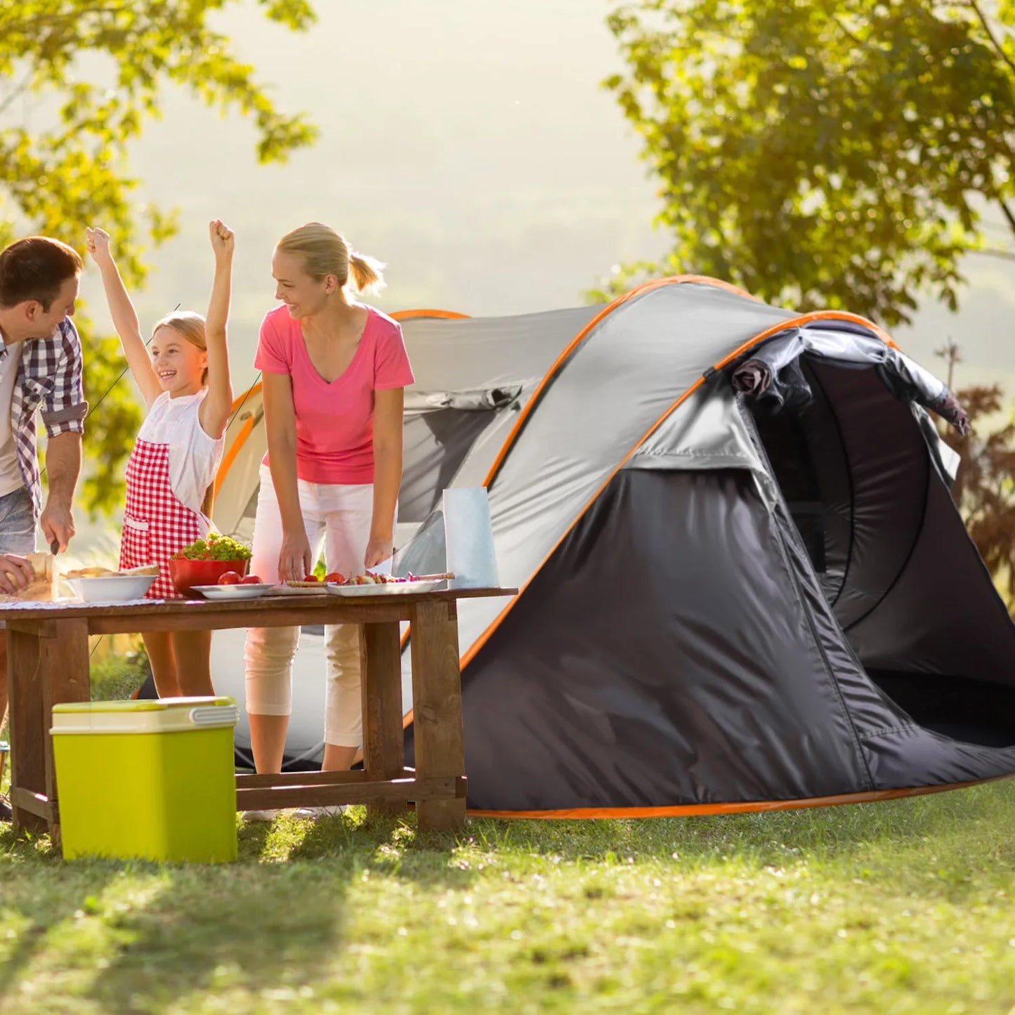 5-8 Person Pop up Tent Automatic Setup Camping Tent Waterproof Instant Setup Tent with 4 Mosquito Net Window Carrying Bag