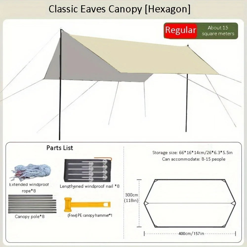 Outdoor Tent USA Stock Ordinary 3*4m RV Shade Portable Camping Sunscreen Rainproof Vinyl Canopy Outdoor Tent