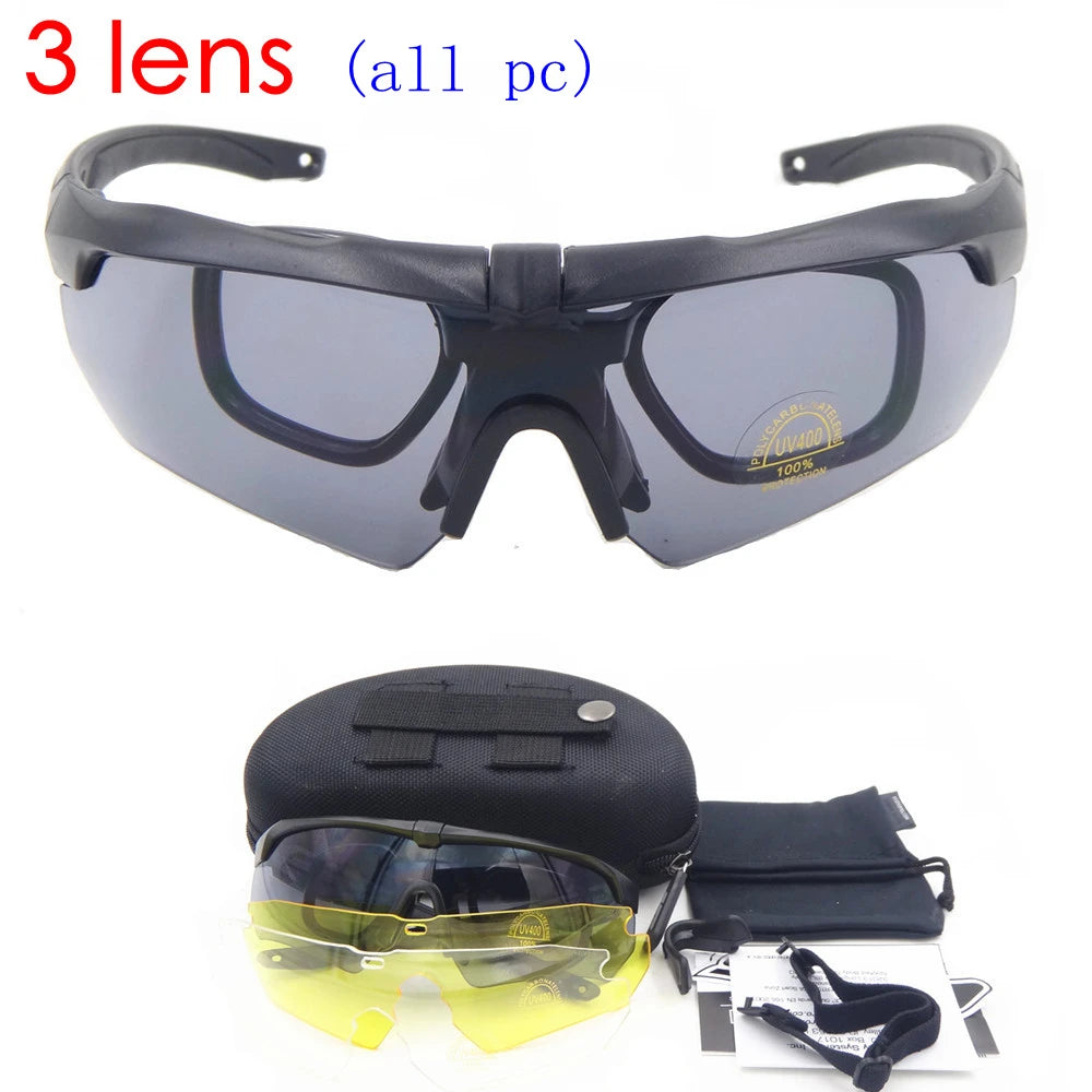 Polarized  TR90 military goggles 3/5 Lens Ballistic Military Sport Men Sunglasses Army Bullet-proof Eyewear shooting
