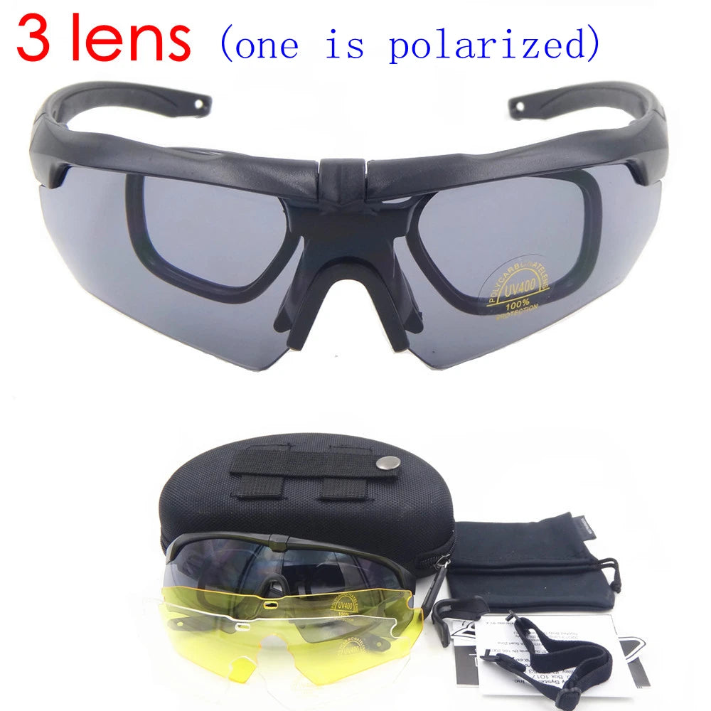 Polarized  TR90 military goggles 3/5 Lens Ballistic Military Sport Men Sunglasses Army Bullet-proof Eyewear shooting