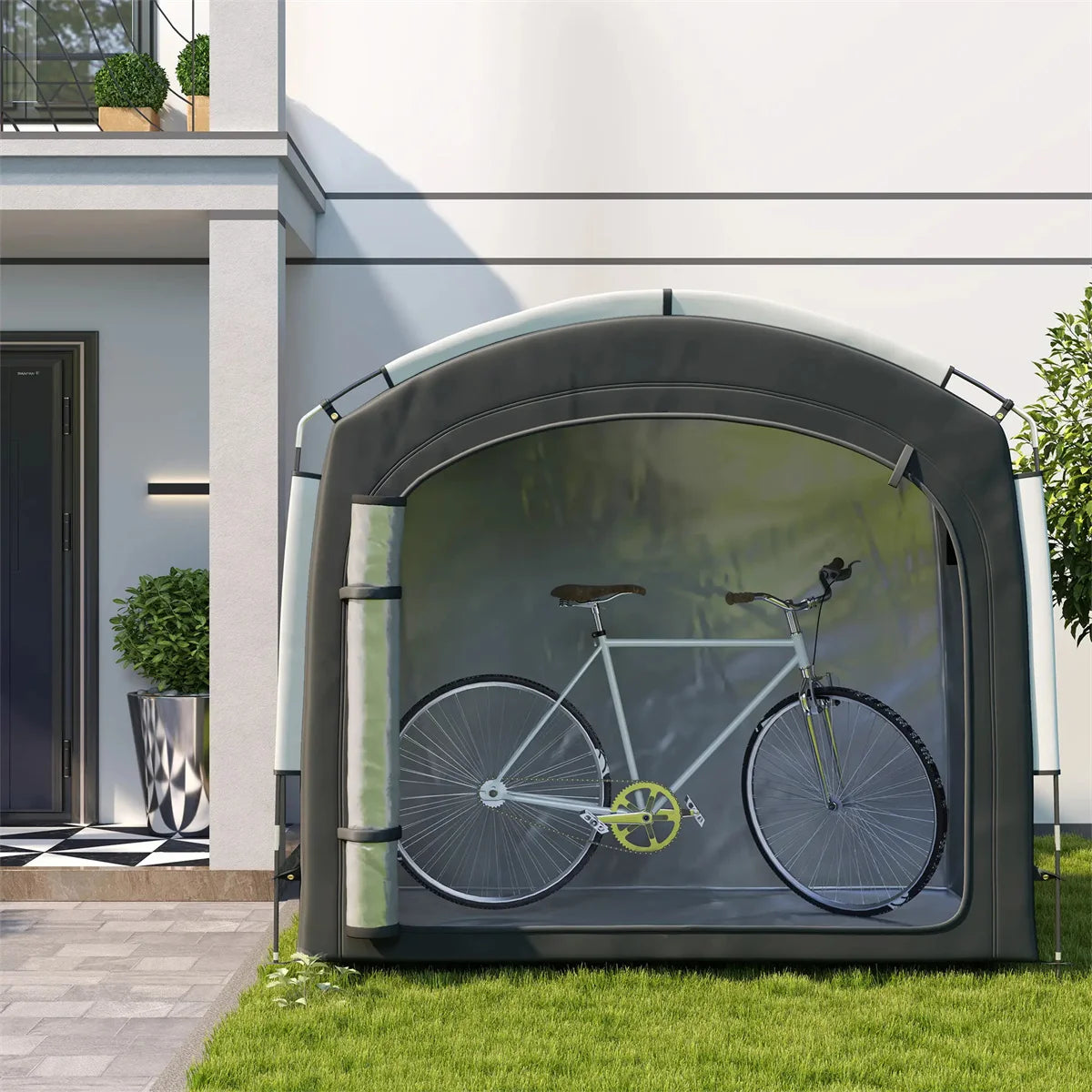 Black Bike Storage Shed Tent for 3-4 Bicycles Outdoor Furniture