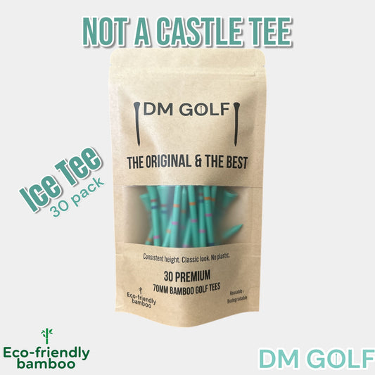 Ice Tee-Not A Castle Tee-Premium 70mm Bamboo Golf Tee With Orange, Pink, Blue & Red Castle Height Indicators-30 pack