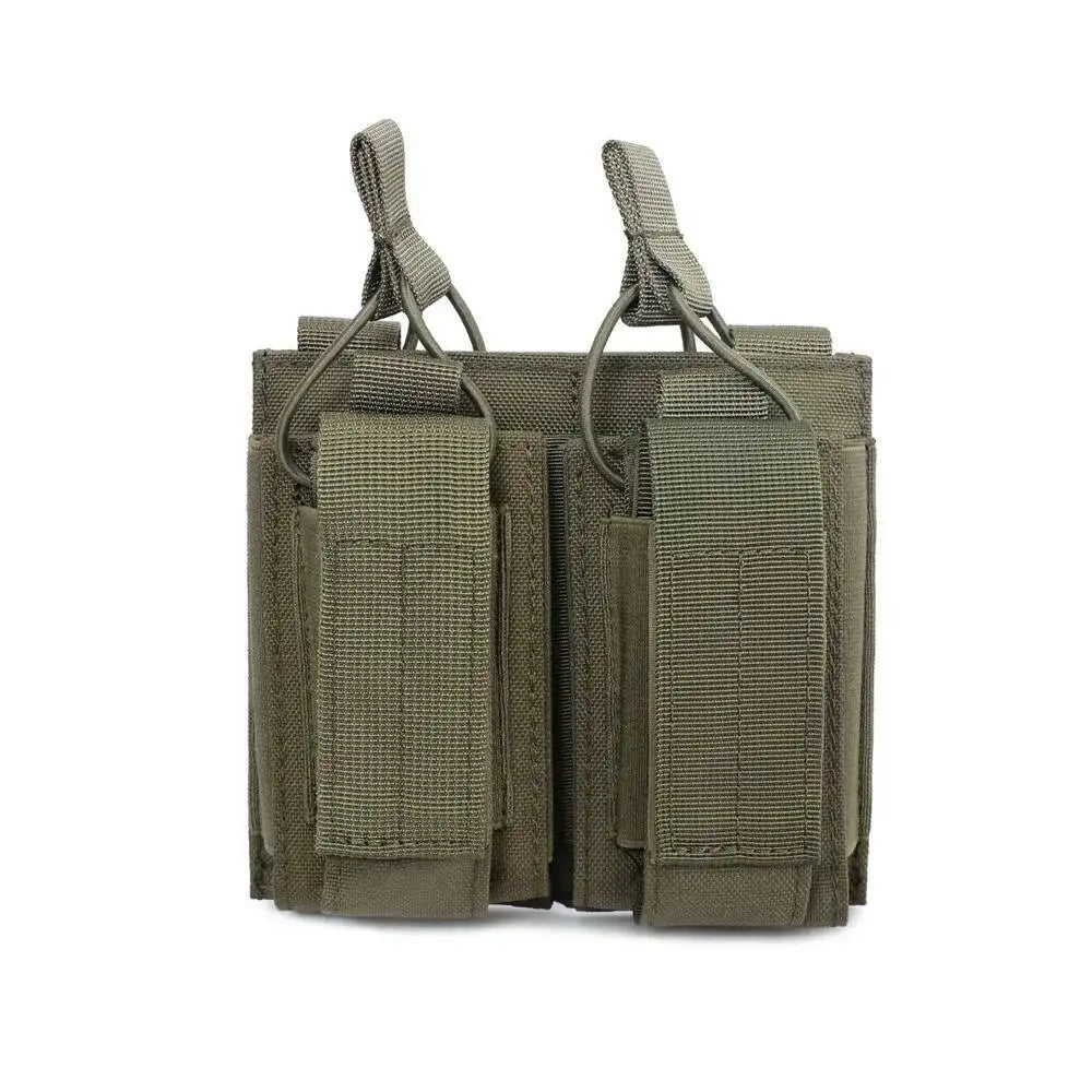 Tactical Magazine Pouch Pistol MAG Holder 5.56 MOLLE Double Stack Elastic Shock Cord Retention Hunting Accessories
