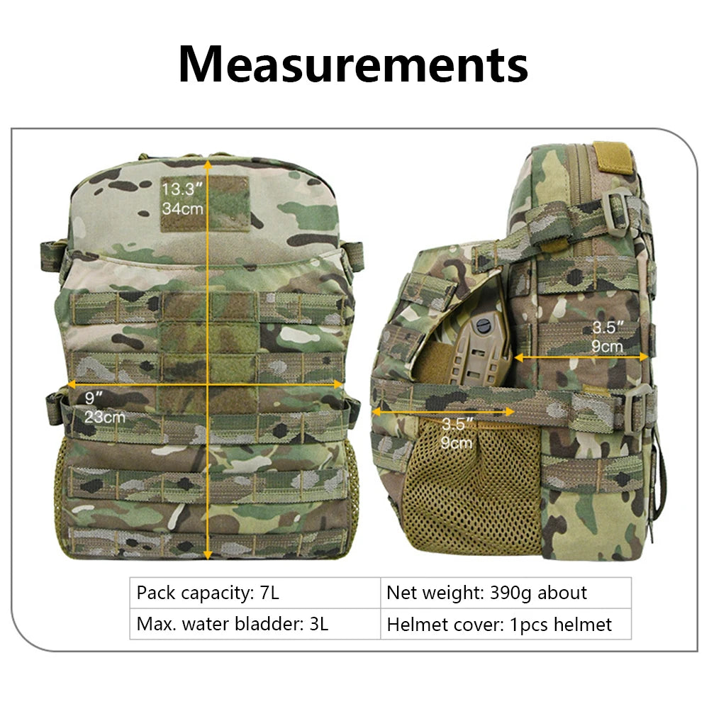 Tactical Modular Hydration Pack MOLLE Water Bladder Pack Foldable Helmet Cover Cycling Paintball Airsoft Hunting Accessories