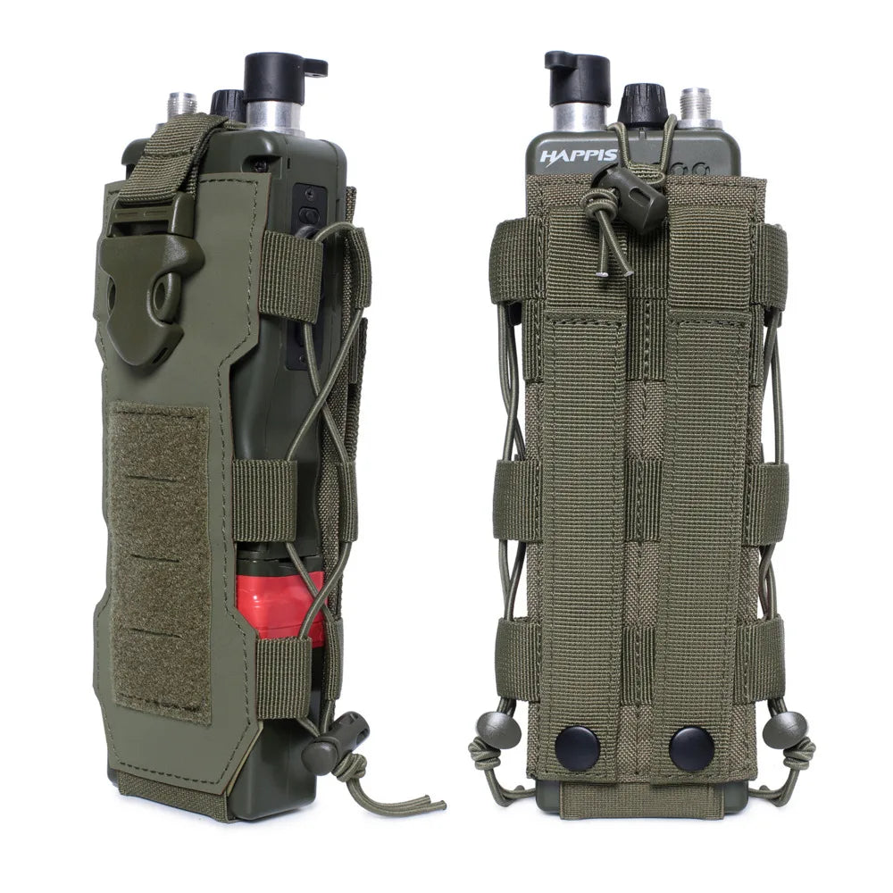 Tactical Radio Pouch Molle Water Bag Walkie Talkie Holder Pocket Quick Release Buckle Elasitc Shock Cord Magazine Pouch