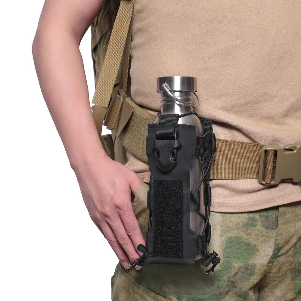 Tactical Radio Pouch Molle Water Bag Walkie Talkie Holder Pocket Quick Release Buckle Elasitc Shock Cord Magazine Pouch
