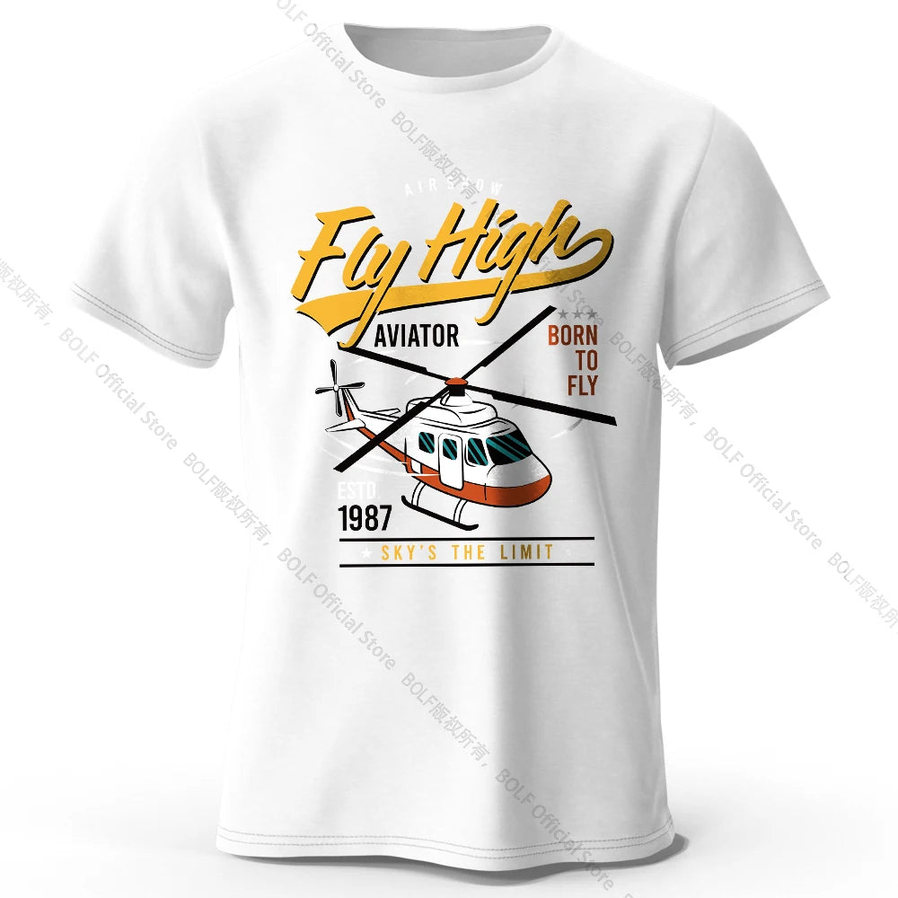 Military Helicopter Hand Drawn Printed Unisex Men Women T-Shirt Tees Tops 100% Cotton Army Sketch Graphic Tactical Gear