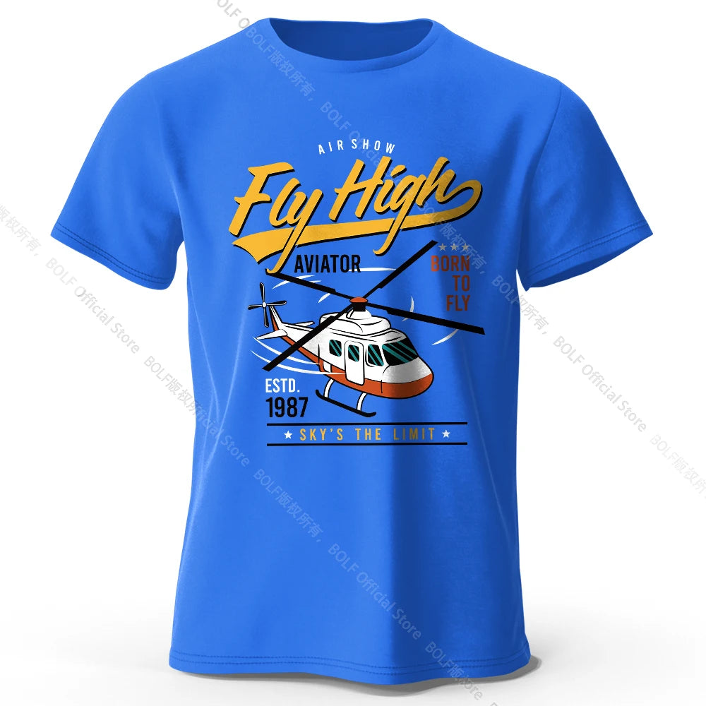 Military Helicopter Hand Drawn Printed Unisex Men Women T-Shirt Tees Tops 100% Cotton Army Sketch Graphic Tactical Gear