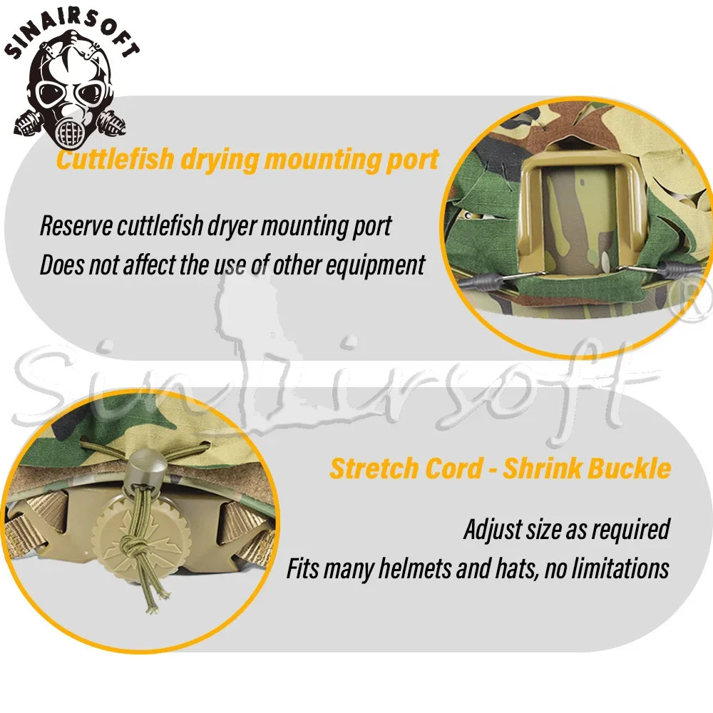 Tactical 3D Camo Net Airsoft Helmet Cover Laser Cut Nylon Drawstring Helmet Scrim CS Wargame Paintball Paratrooper Hunting