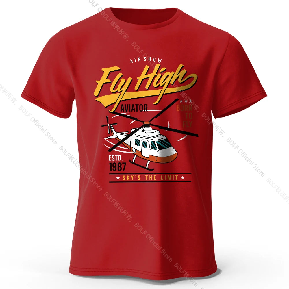 Military Helicopter Hand Drawn Printed Unisex Men Women T-Shirt Tees Tops 100% Cotton Army Sketch Graphic Tactical Gear