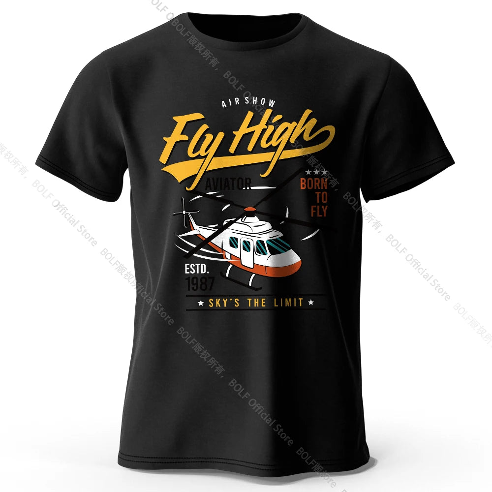 Military Helicopter Hand Drawn Printed Unisex Men Women T-Shirt Tees Tops 100% Cotton Army Sketch Graphic Tactical Gear