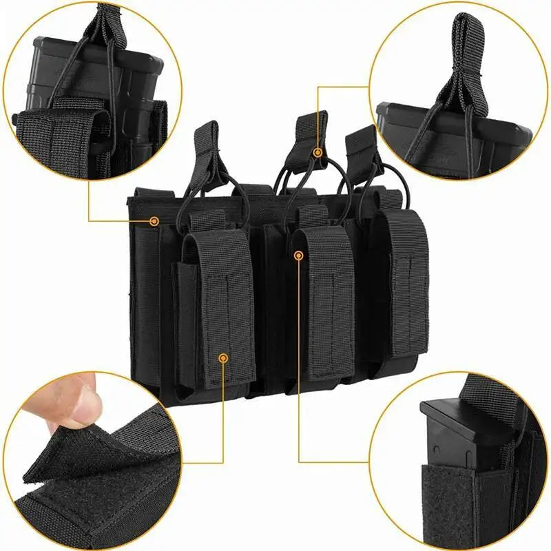 Tactical Magazine Pouch Pistol MAG Holder 5.56 MOLLE Double Stack Elastic Shock Cord Retention Hunting Accessories