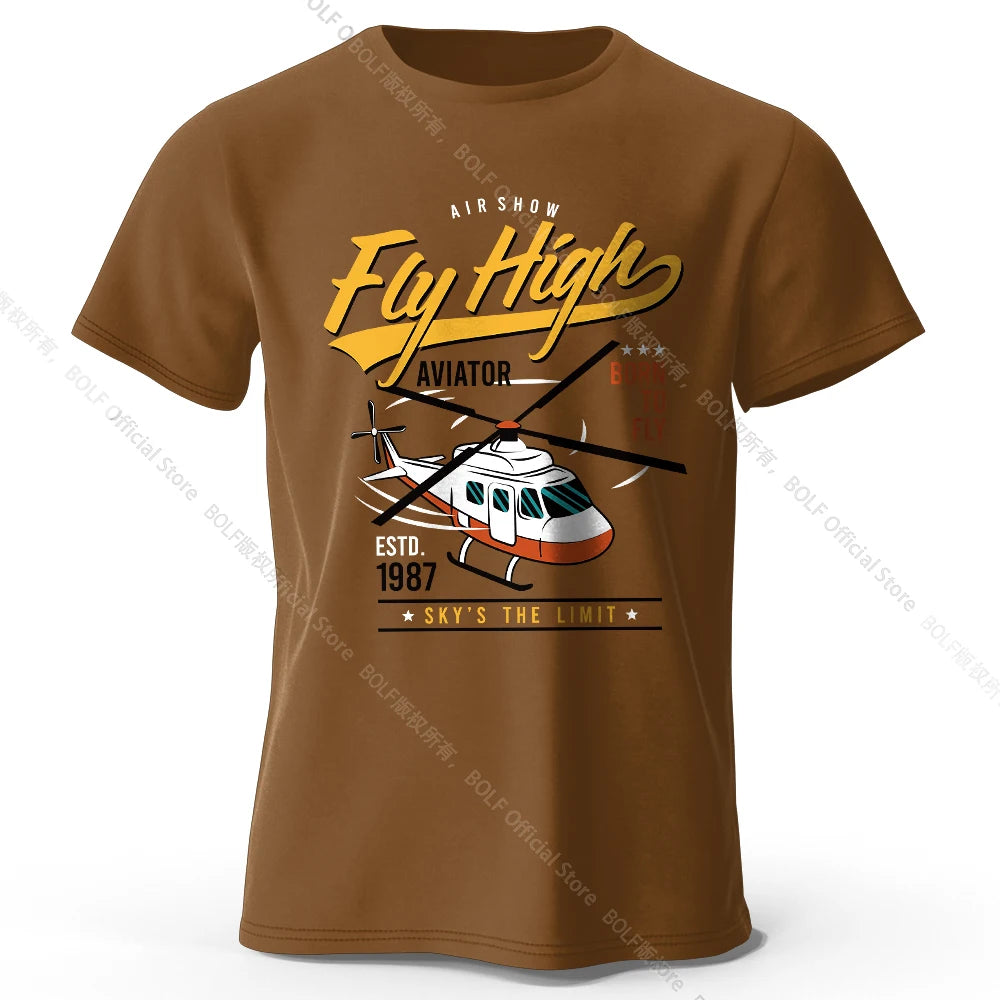 Military Helicopter Hand Drawn Printed Unisex Men Women T-Shirt Tees Tops 100% Cotton Army Sketch Graphic Tactical Gear