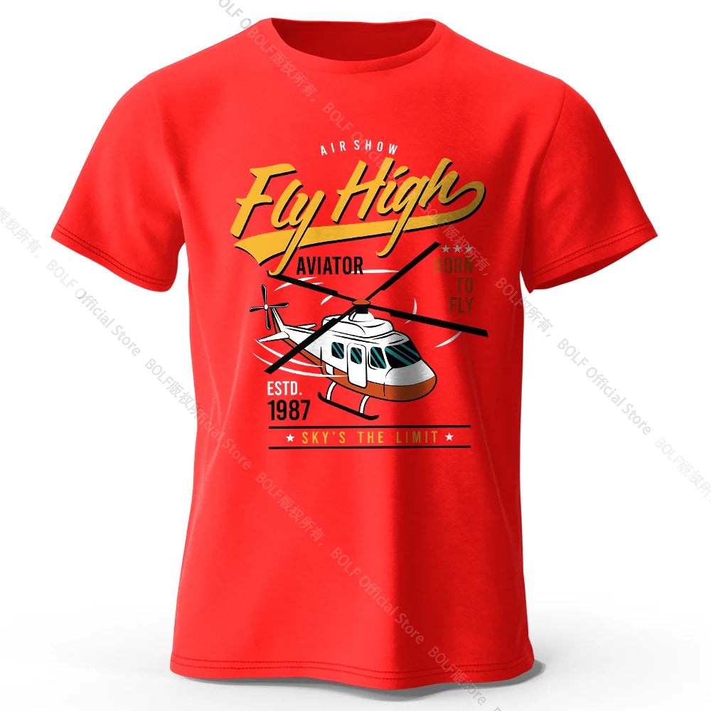 Military Helicopter Hand Drawn Printed Unisex Men Women T-Shirt Tees Tops 100% Cotton Army Sketch Graphic Tactical Gear