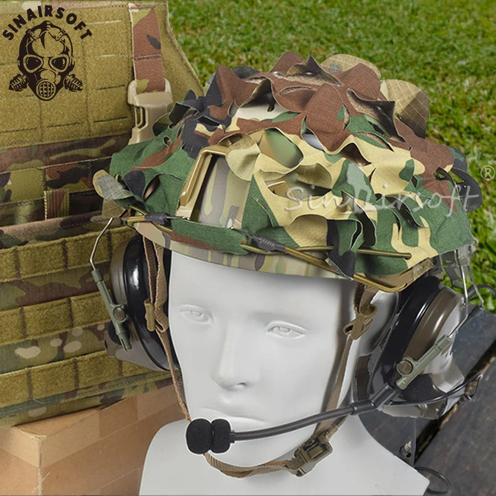 Tactical 3D Camo Net Airsoft Helmet Cover Laser Cut Nylon Drawstring Helmet Scrim CS Wargame Paintball Paratrooper Hunting