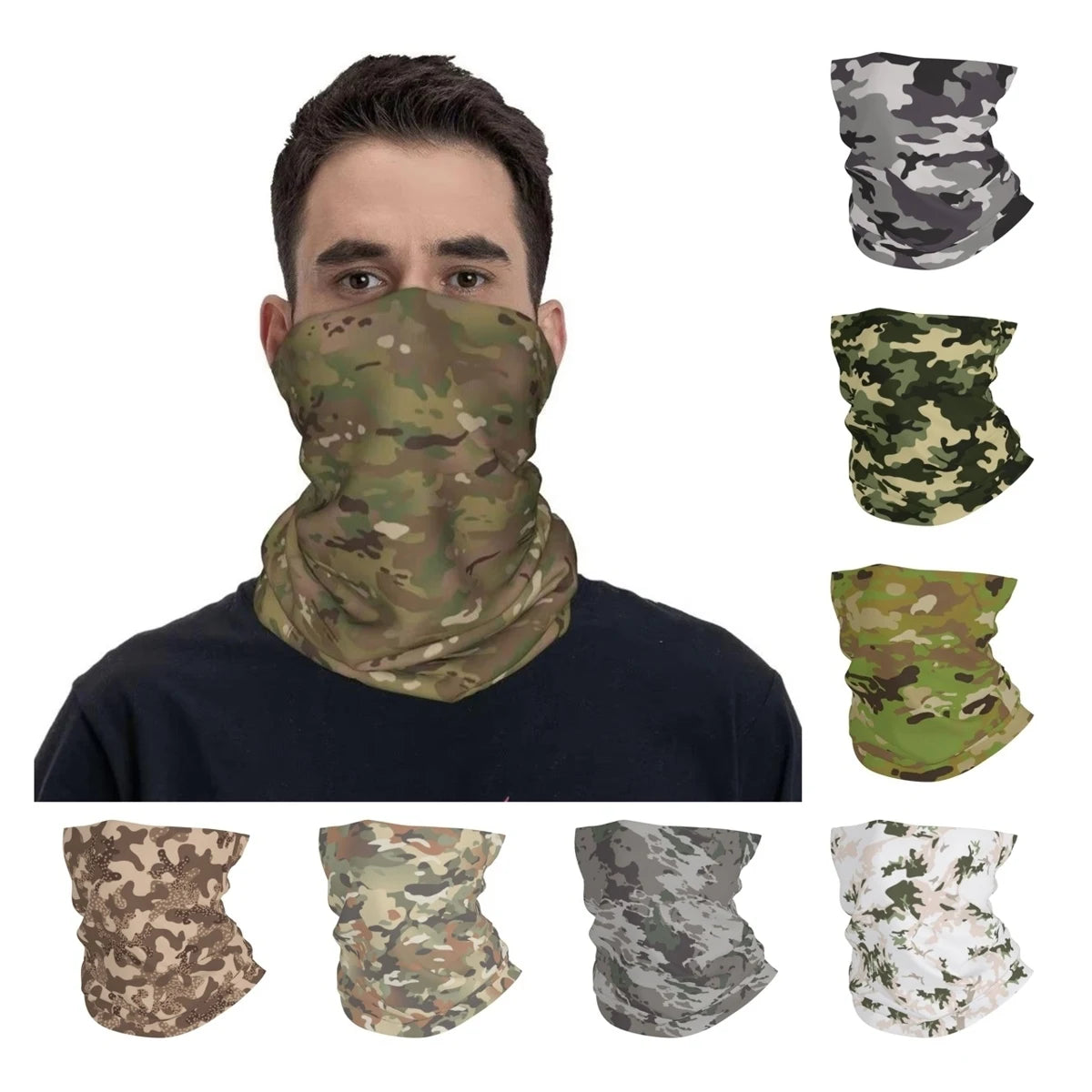 Military Camouflage Bandana Neck Gaiter Printed Military Camo Balaclavas Wrap Scarf Multifunctional for Men Women Adult