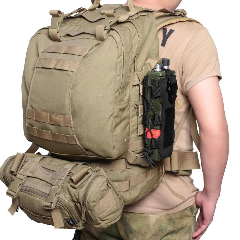 Tactical Radio Pouch Molle Water Bag Walkie Talkie Holder Pocket Quick Release Buckle Elasitc Shock Cord Magazine Pouch