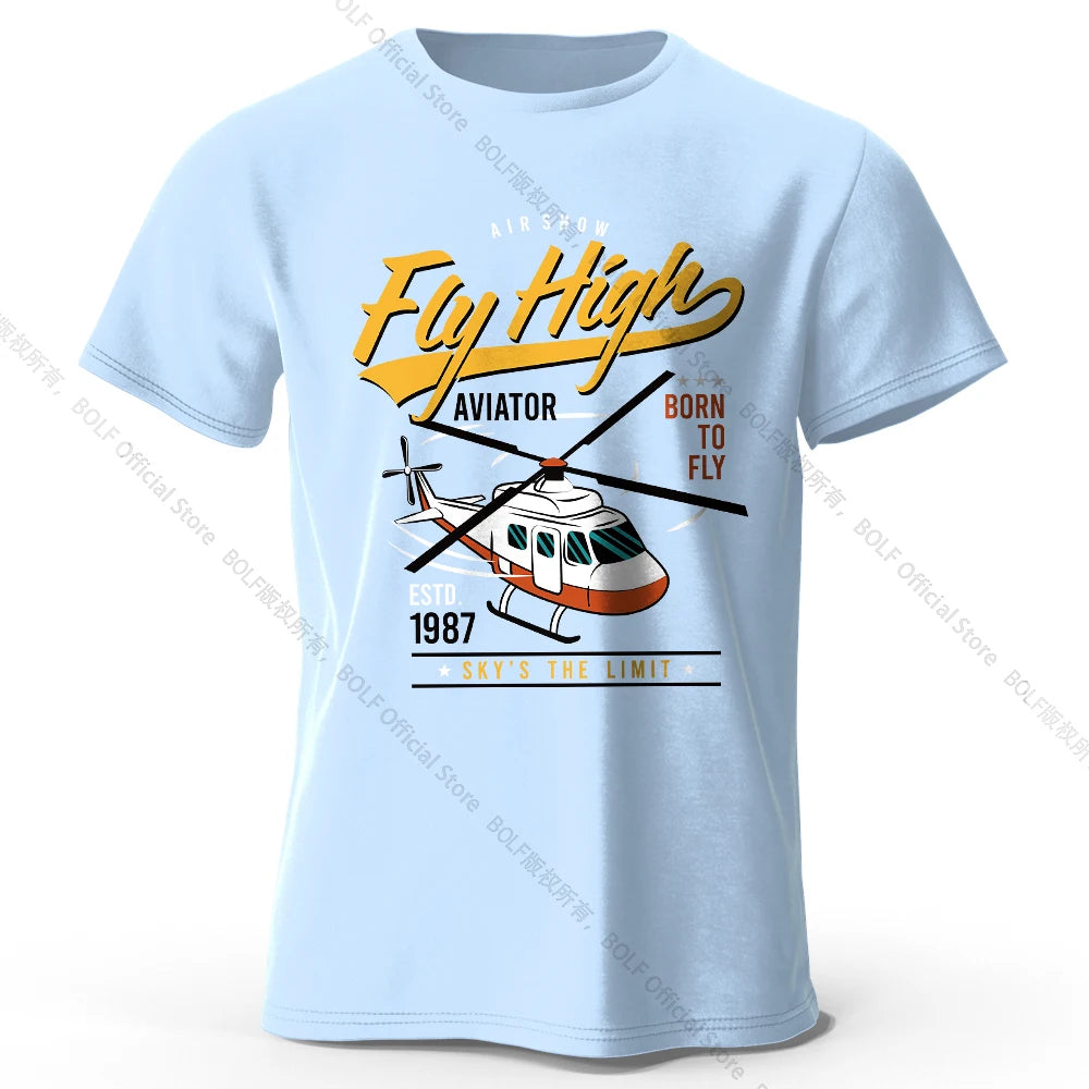 Military Helicopter Hand Drawn Printed Unisex Men Women T-Shirt Tees Tops 100% Cotton Army Sketch Graphic Tactical Gear