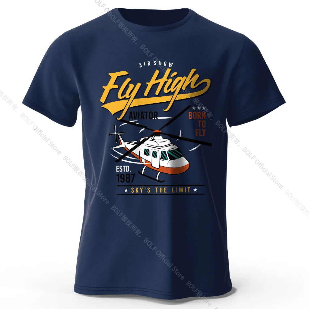 Military Helicopter Hand Drawn Printed Unisex Men Women T-Shirt Tees Tops 100% Cotton Army Sketch Graphic Tactical Gear