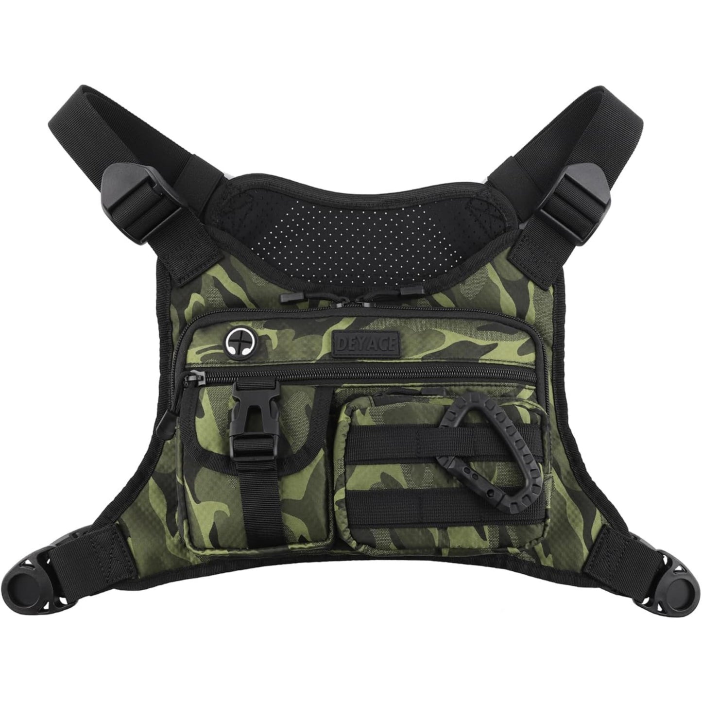 [Tactical Chest Bag] Durable, EDC Men's Tactical Chest Bag with Built-In Phone Holder | Adjustable Straps, Multiple Compartments, Black, Adventure Gear | Sleek Design | Secure Compartments