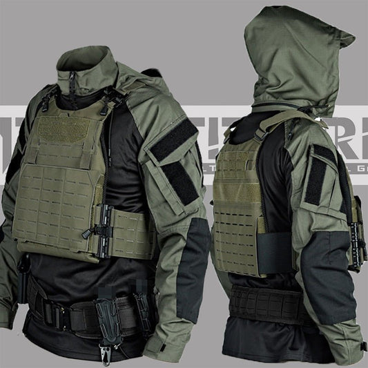 Black And Gray Industrial Attack SP2 Tactical Top Battle Suit - Tactinest.com