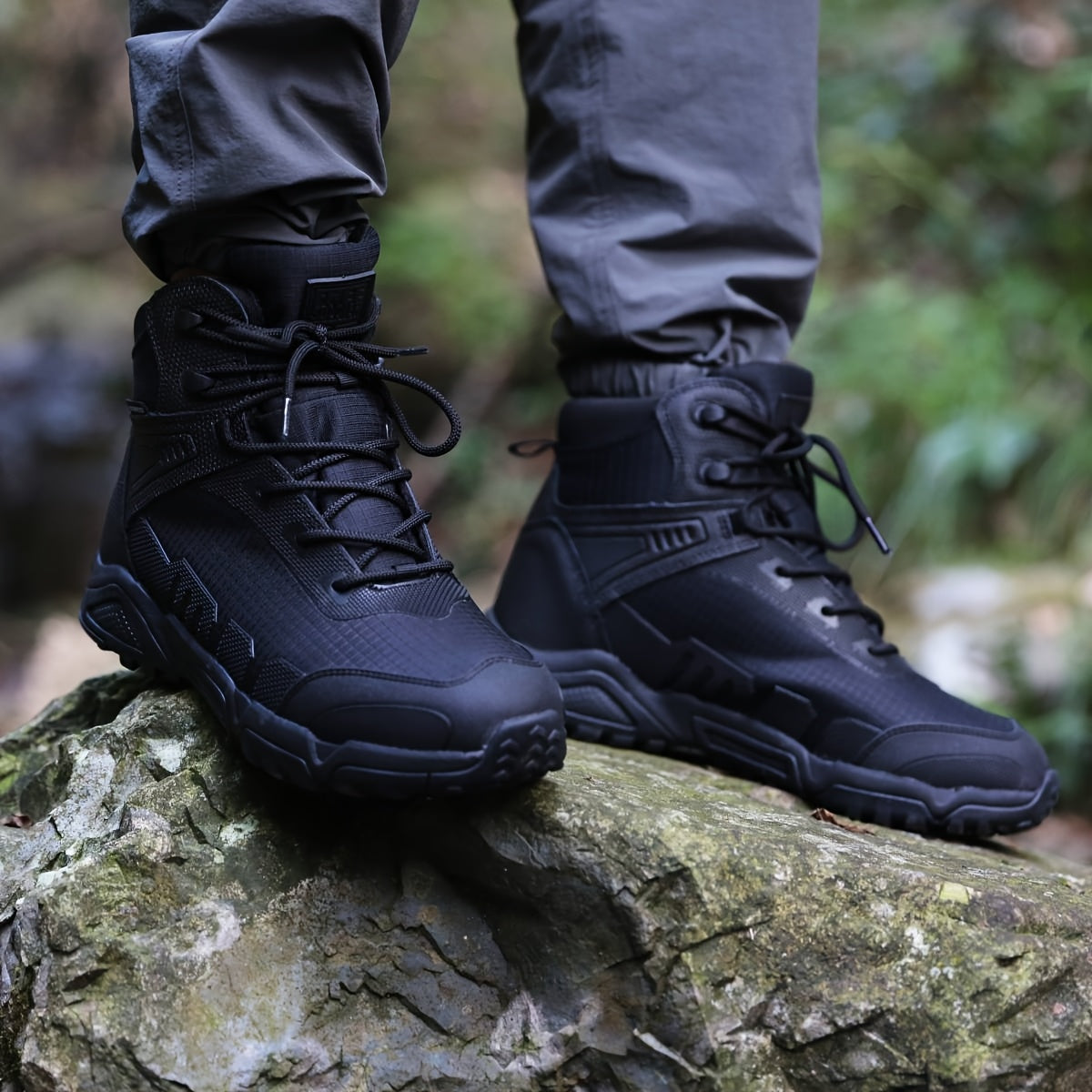[Tactical Hiking Boots] Lightweight, Breathable Men's Tactical High-Top Hiking Boots | Non-Slip, Durable, Sleek Boot Design, Antislip Sole for Outdoor Adventures, Trekking, and Casual Wear