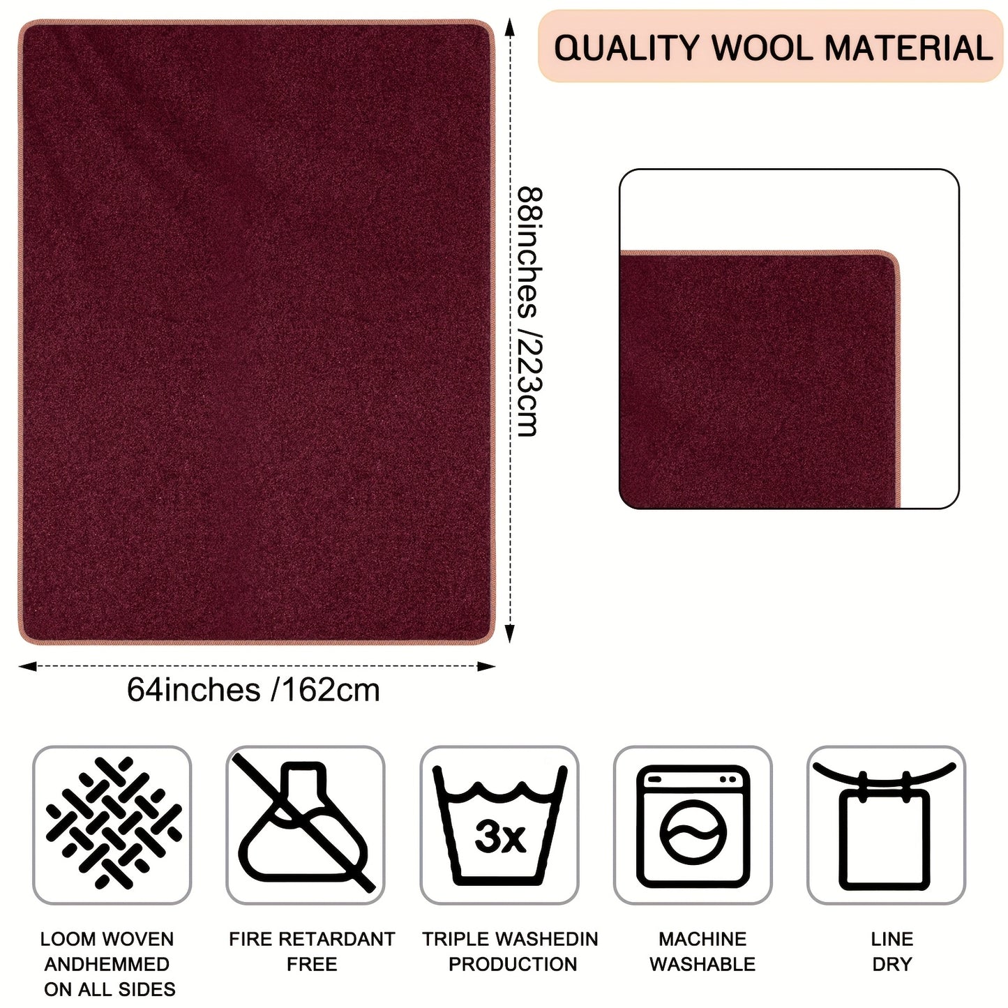 2pcs Military Wool Blankets 64" x 88" - Thick Thermal Camping & Survival Blankets, 3.3 Lbs Each, Machine Washable, Wine Red & Army Green, Perfect for Outdoor Adventures, Hiking, and Emergency Kits, Outdoor Survival Gear | Mil