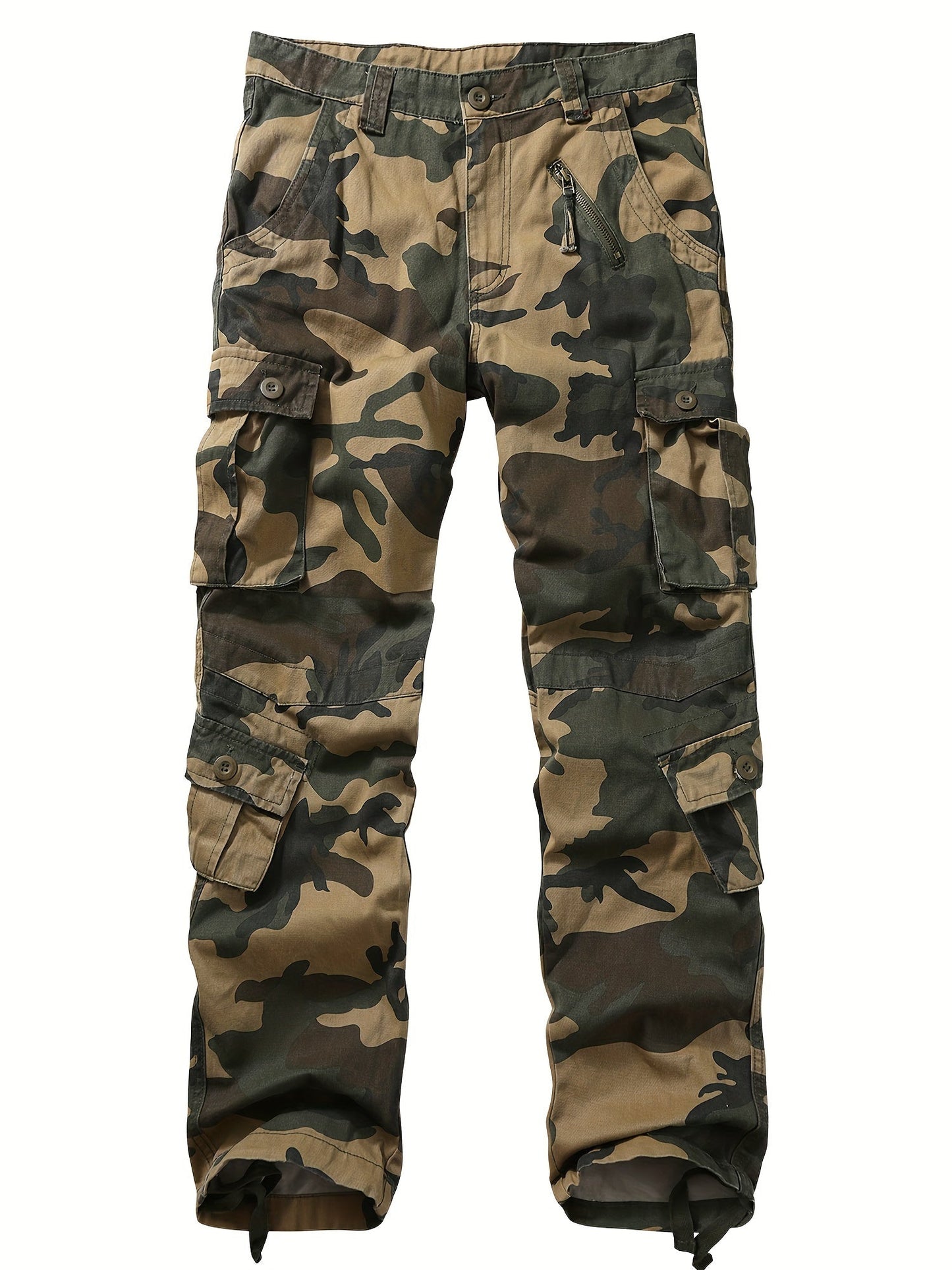 Camouflage Pattern Cotton Tactical Pants, Multi Pocket Cargo Pants - Tactinest.com