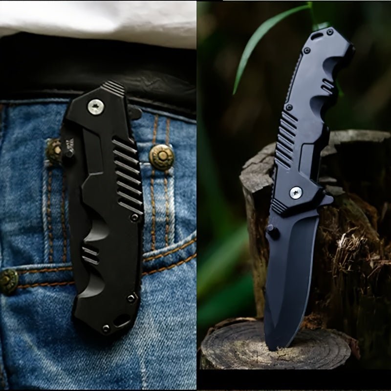 [Cool|EDC] 1/2pcs EDC Pocket Knife with Clip | Men's Pocket Knife And Sharpening Stone, Glass Breaking Knife for Emergency, Cool Pocket Knife with Serrated Edge for Outdoor Survival Tactical Camping Hunting, Gift for Dad, Bla - Tactinest.com