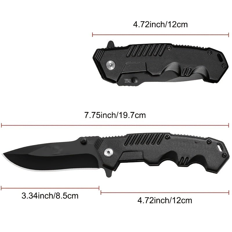 [Cool|EDC] 1/2pcs EDC Pocket Knife with Clip | Men's Pocket Knife And Sharpening Stone, Glass Breaking Knife for Emergency, Cool Pocket Knife with Serrated Edge for Outdoor Survival Tactical Camping Hunting, Gift for Dad, Bla - Tactinest.com