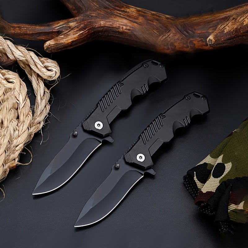 [Cool|EDC] 1/2pcs EDC Pocket Knife with Clip | Men's Pocket Knife And Sharpening Stone, Glass Breaking Knife for Emergency, Cool Pocket Knife with Serrated Edge for Outdoor Survival Tactical Camping Hunting, Gift for Dad, Bla - Tactinest.com