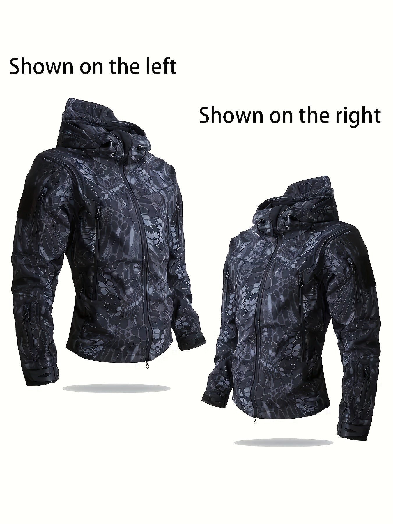 Men's Tactical Soft Shell Jacket Hooded, Outdoor Military Style Jacket, Multi-Zip Pockets, Waterproof Windproof, Suitable For Hiking And Leisure Travel Camping Jacket