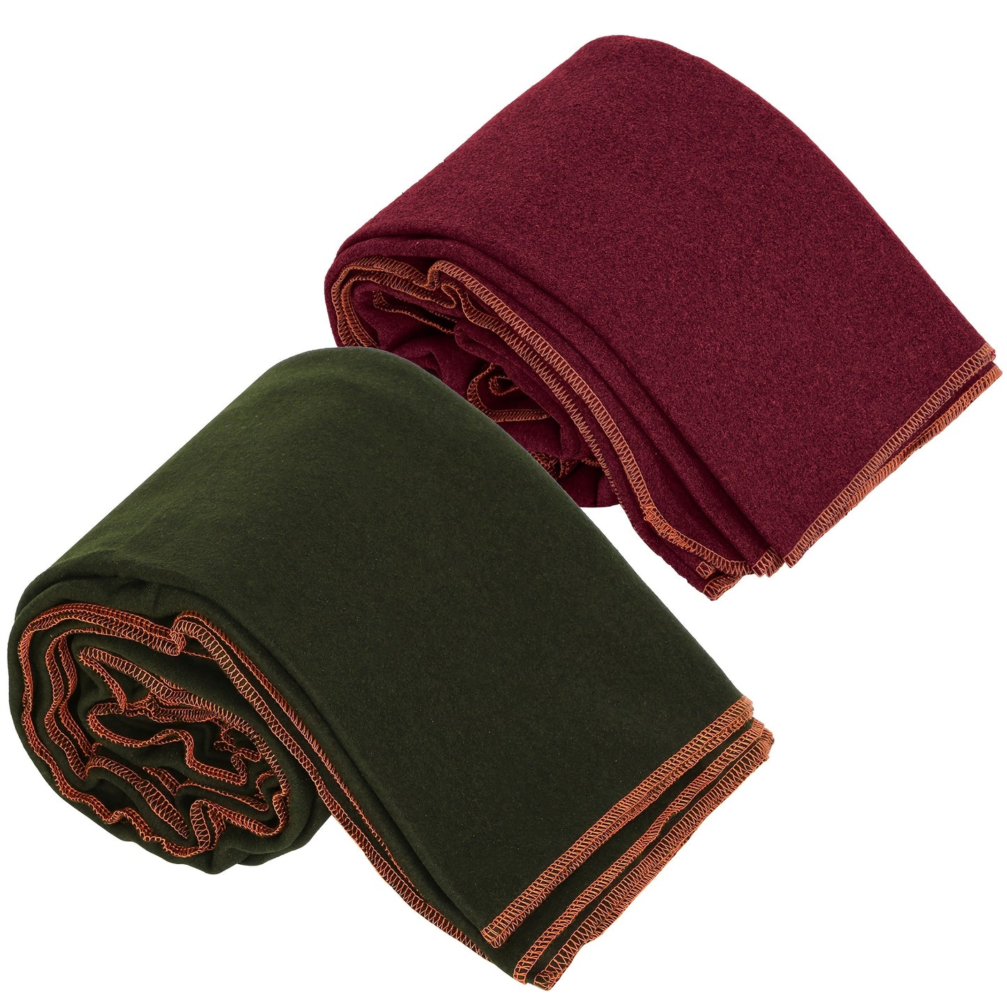 2pcs Military Wool Blankets 64" x 88" - Thick Thermal Camping & Survival Blankets, 3.3 Lbs Each, Machine Washable, Wine Red & Army Green, Perfect for Outdoor Adventures, Hiking, and Emergency Kits, Outdoor Survival Gear | Mil