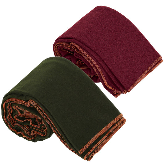 2pcs Military Wool Blankets 64" x 88" - Thick Thermal Camping & Survival Blankets, 3.3 Lbs Each, Machine Washable, Wine Red & Army Green, Perfect for Outdoor Adventures, Hiking, and Emergency Kits, Outdoor Survival Gear | Mil