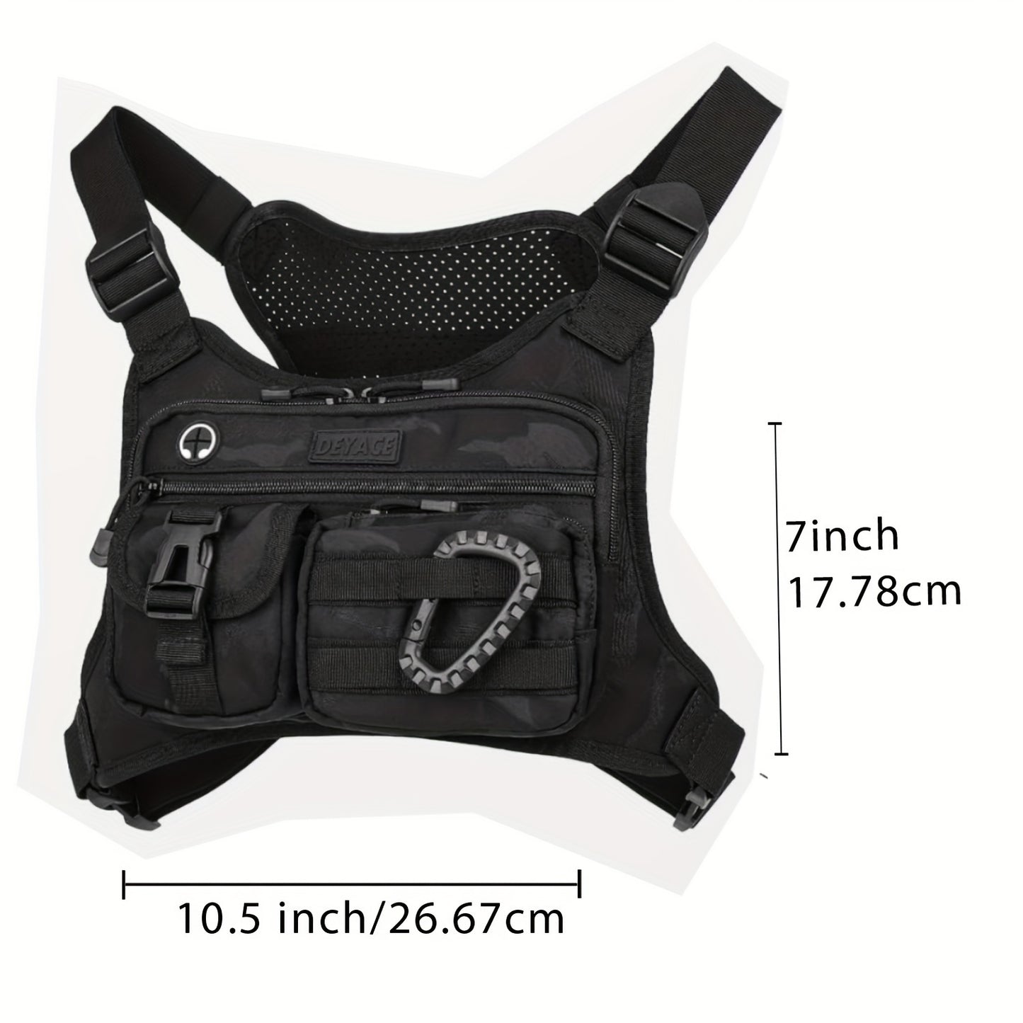 [Tactical Chest Bag] Durable, EDC Men's Tactical Chest Bag with Built-In Phone Holder | Adjustable Straps, Multiple Compartments, Black, Adventure Gear | Sleek Design | Secure Compartments