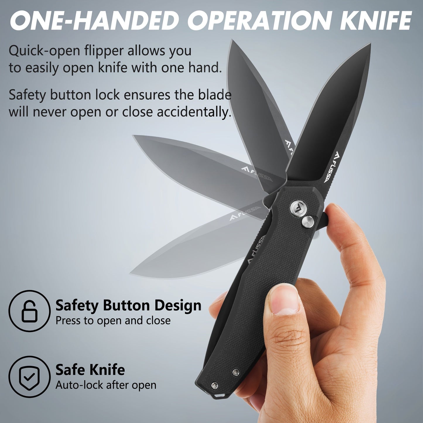 FLISSA Folding Pocket Knife, 4.5" G10 Handle EDC Knife With D2 Steel Blade, Button Lock And Pocket Clip, Tactical Knives For Men Women, Uesd For Outdoor, Survival, Hunting And Camping (Black) - Tactinest.com