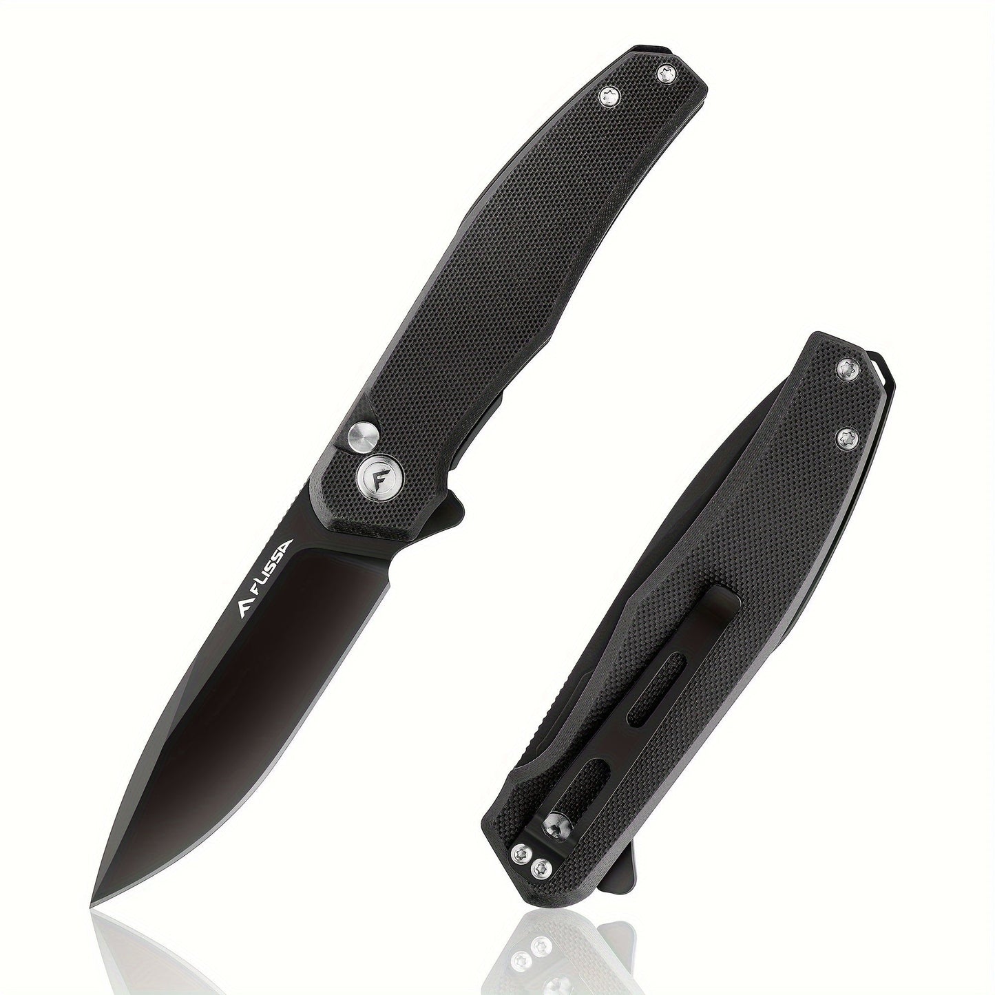 FLISSA Folding Pocket Knife, 4.5" G10 Handle EDC Knife With D2 Steel Blade, Button Lock And Pocket Clip, Tactical Knives For Men Women, Uesd For Outdoor, Survival, Hunting And Camping (Black) - Tactinest.com