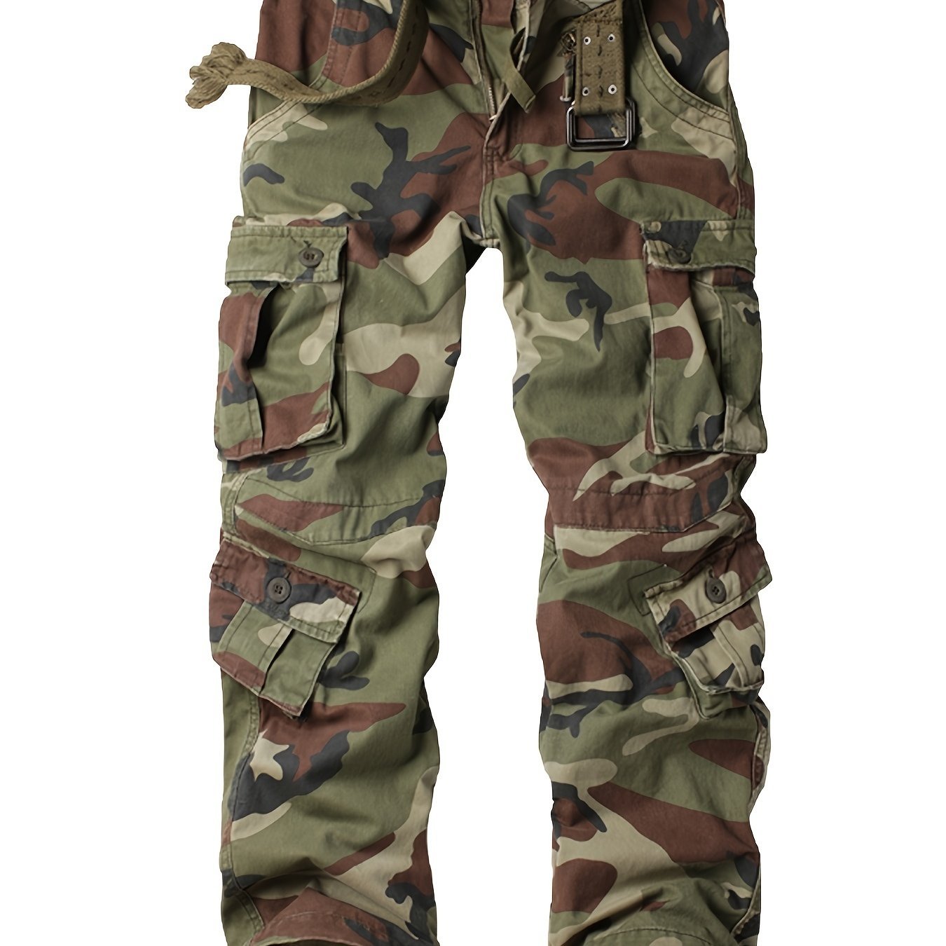 Mens Cotton Camo Cargo Pants - Durable & Stylish with Multi - Flap Pockets - Straight Leg, Loose Fit Tactical Pants for Outdoor Adventures, Work, Hiking, Fishing & Angling - Tactinest.com